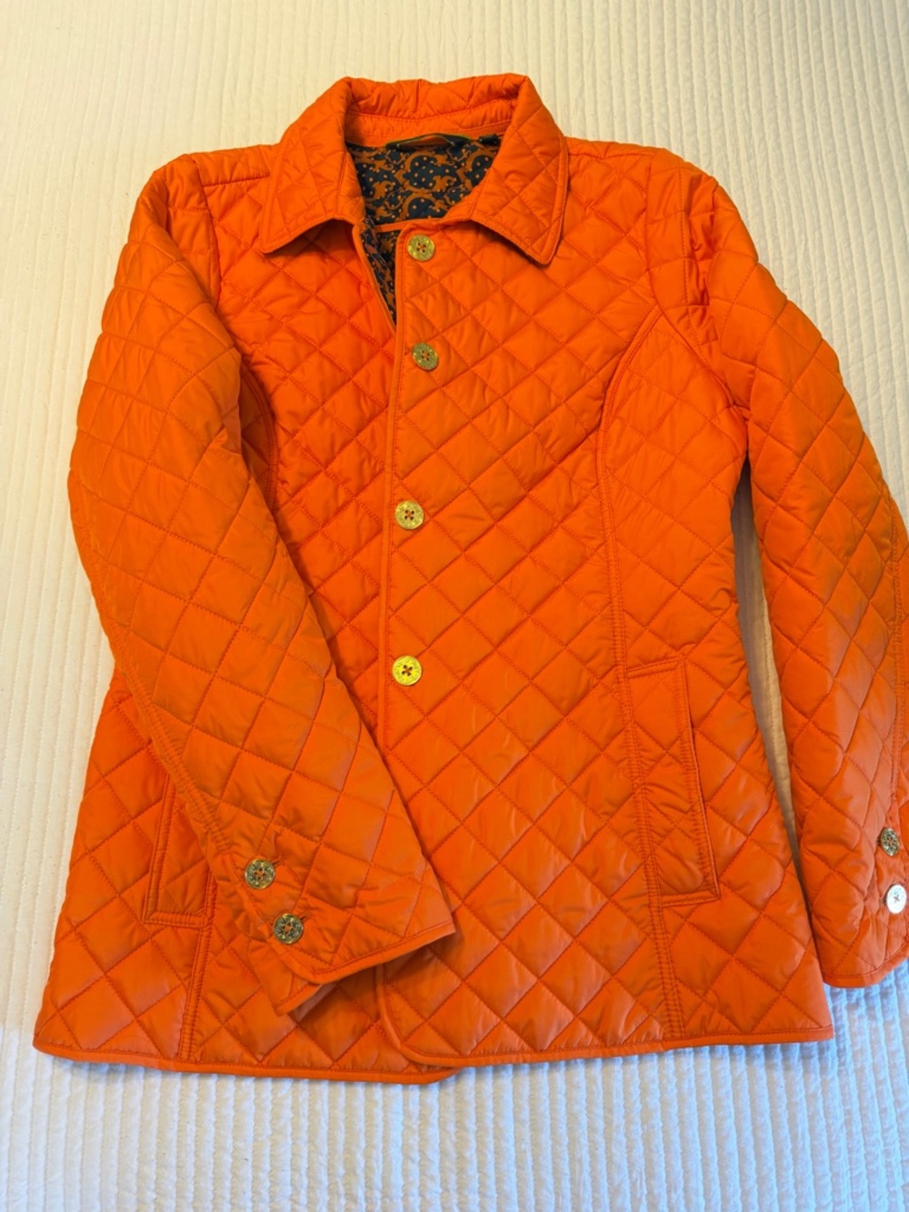 Christian Siriano C. Wonder Quilted Orange gold Button-Front Jacket